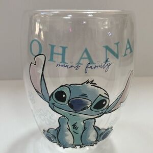 Authentic Official Disney Blue Lilo & Stitch Character Double Walled Glass
